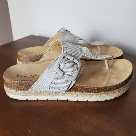 Bjorndal Penelope T-strap Sandals Womens‎ 8 Khaki Boho Lagenlook Casual - Picture 3 of 12